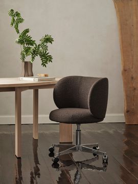Rico Dining Chair - Castors - Soft Bouclé - Dark Brown by Ferm Living - view 6
