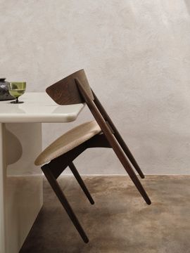 Herman Dining Chair - Upholstered Seat - Soft Bouclé - Dark Stained Beech/Natural by Ferm Living - view 7