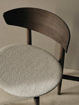 Herman Dining Chair - Upholstered Seat - Soft Bouclé - Dark Stained Beech/Natural by Ferm Living - view 8