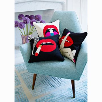 Lips Hush Needlepoint Pillow by Jonathan Adler - view 2