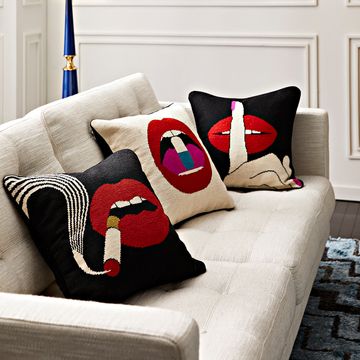 Lips Hush Needlepoint Pillow by Jonathan Adler - view 3