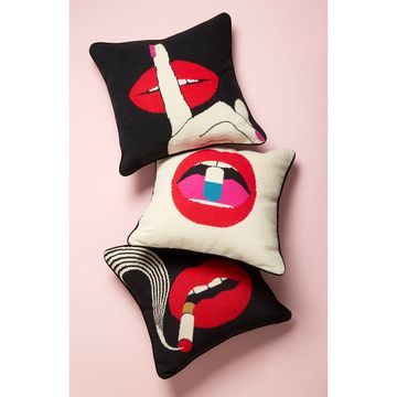 Lips Full Dose Needlepoint Pillow by Jonathan Adler - view 6