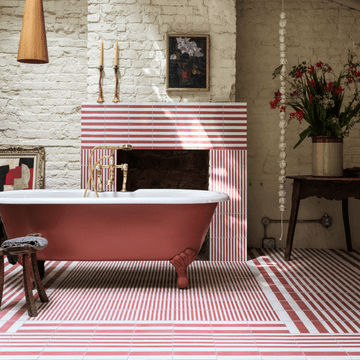 Rhubarb Skinny Stripe Cement Tile by Bert & May - view 7