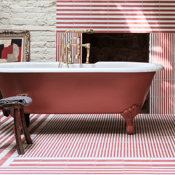 Rhubarb Skinny Stripe Cement Tile by Bert & May - view 8