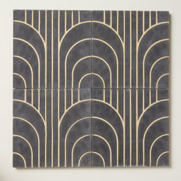 Art Deco Curve Ebony Cement Tile - Discontinued by Bert & May - view 5