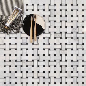 Hampton Black and White Basketweave by Bert & May - view 6
