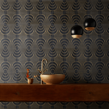 Art Deco Curve Ebony Cement Tile - Discontinued by Bert & May - view 8
