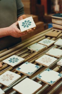 Rediscovered Navy Petalo Glazed Tile by Bert & May - view 7