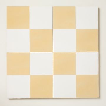 Sweet Yellow Chequerboard Cement Tile by Bert & May - view 5