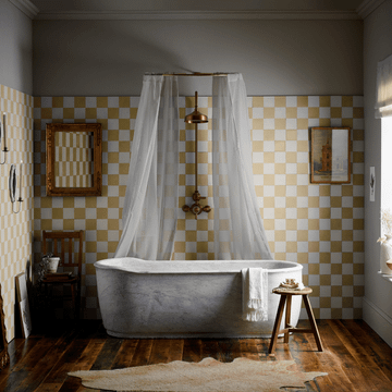 Sweet Yellow Chequerboard Cement Tile by Bert & May - view 6