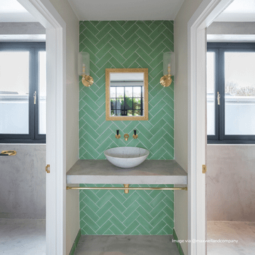 Pistachio Herringbone Cement Tile by Bert & May - view 8