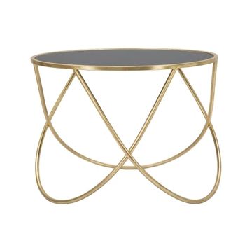 Tavolino da salotto moderno rotondo 60cm  metallo dorato e vetro nero Ring by BICA S.p.A - view 2