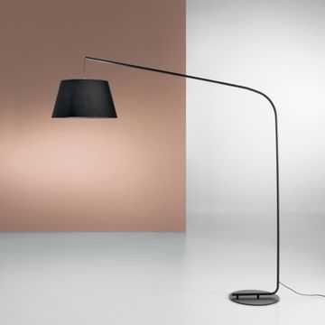 Piantana moderna curva in metallo nero con paralume tessuto 180cm Enjoy by BICA S.p.A - view 2