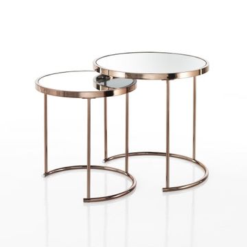 Set tavolini da salotto design vetro specchio acciaio oro rosa Hollis by BICA S.p.A - view 2
