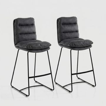 Set 2 sgabelli da bar imbottito velluto grigio gambe metallo Osten by BICA S.p.A - view 2