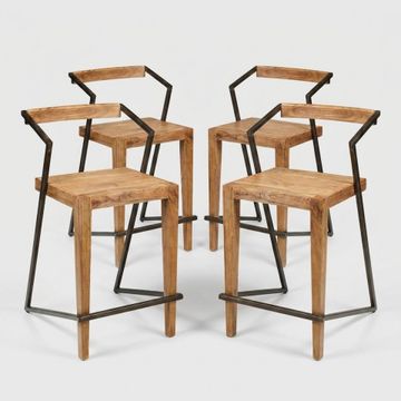 Set 4 sgabelli alti in legno e ferro stile industrial 45x55x90 Boston by BICA S.p.A - view 2