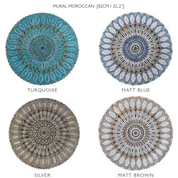 Ceramic wall mural blue suzani circle [85cm/33.4"] by G Vega - view 7