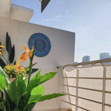 Ceramic wall mural blue suzani circle [85cm/33.4"] by G Vega - view 9