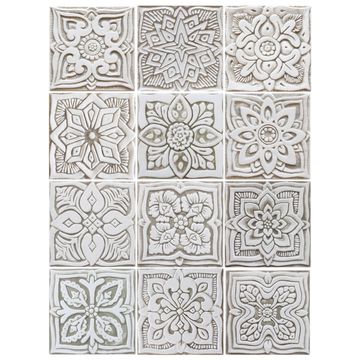 Handmade tile beige white mandala #3 [15cm/5.9"] by G Vega - view 6