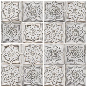 Handmade tile beige white mandala #3 [15cm/5.9"] by G Vega - view 8
