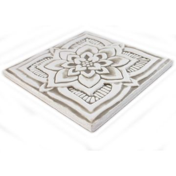 Handmade tile beige white mandala #3 [15cm/5.9"] by G Vega - view 9
