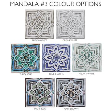 Handmade tile beige white mandala #3 [15cm/5.9"] by G Vega - view 5