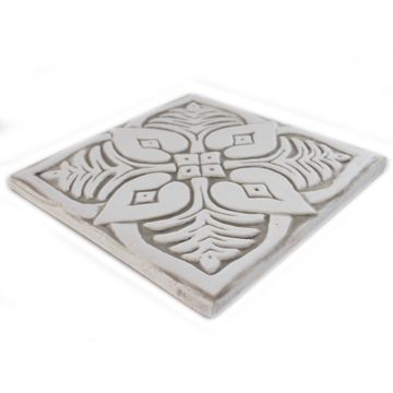 Handmade tile beige white moroccan #3 [15cm/5.9"] by G Vega - view 6