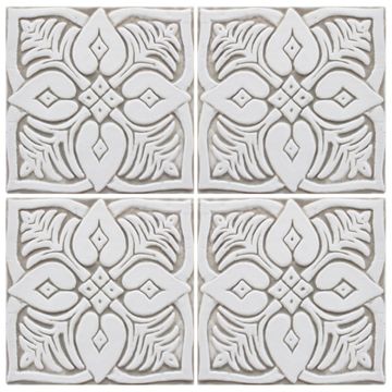 Handmade tile beige white moroccan #3 [15cm/5.9"] by G Vega - view 2