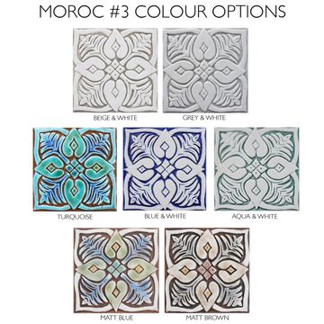 Handmade tile beige white moroccan #3 [15cm/5.9"] by G Vega - view 5