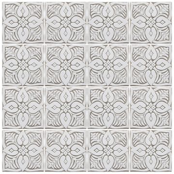 Handmade tile beige white moroccan #3 [15cm/5.9"] by G Vega - view 8