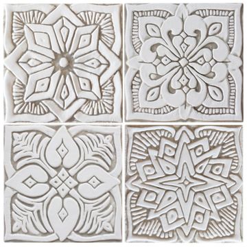 Handmade tile beige white moroccan #4 [15cm/5.9"] by G Vega - view 3