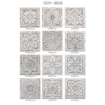 Handmade tile beige white moroccan #4 [15cm/5.9"] by G Vega - view 4