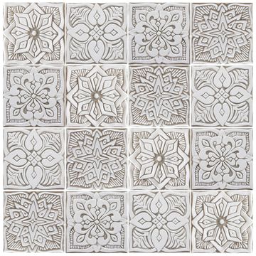 Handmade tile beige white moroccan #4 [15cm/5.9"] by G Vega - view 7