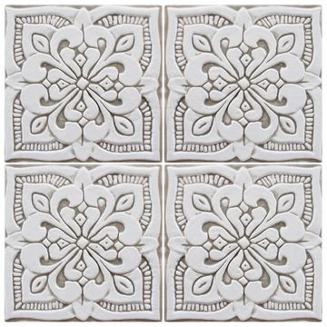 Handmade tile beige white moroccan #4 [15cm/5.9"] by G Vega - view 2