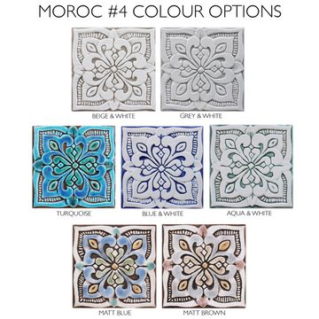 Handmade tile beige white moroccan #4 [15cm/5.9"] by G Vega - view 5
