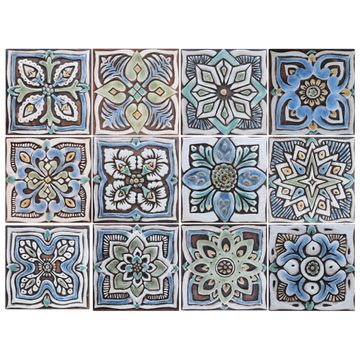 Handmade Tile matt blue Mandala #3 [15cm/5.9"] by G Vega - view 4