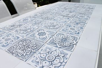 Handmade Tile matt blue Mandala #3 [15cm/5.9"] by G Vega - view 8