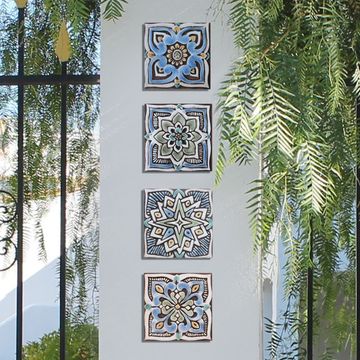 Handmade Tile matt blue Mandala #3 [15cm/5.9"] by G Vega - view 9