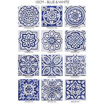 Handmade tile blue white Spanish #3 [10cm/3.9"] by G Vega - view 3