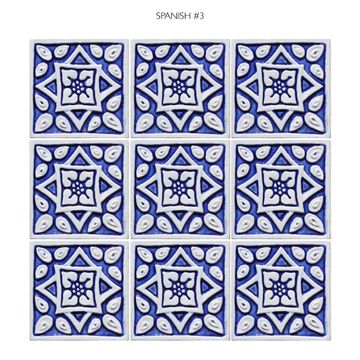 Handmade tile blue white Spanish #3 [10cm/3.9"] by G Vega - view 2