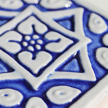 Handmade tile blue white Spanish #3 [10cm/3.9"] by G Vega - view 6