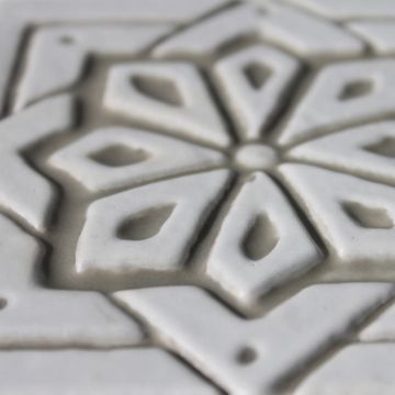 Handmade tile beige white Moroccan #1 [10cm/3.9"] by G Vega - view 3