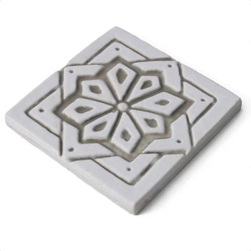 Handmade tile beige white Moroccan #1 [10cm/3.9"] by G Vega - view 5
