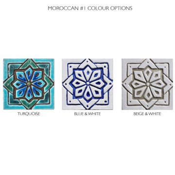 Handmade tile beige white Moroccan #1 [10cm/3.9"] by G Vega - view 7