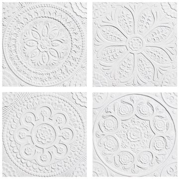 Handmade Tile white relief suzani #3 [30cm/11.8"] by G Vega - view 2
