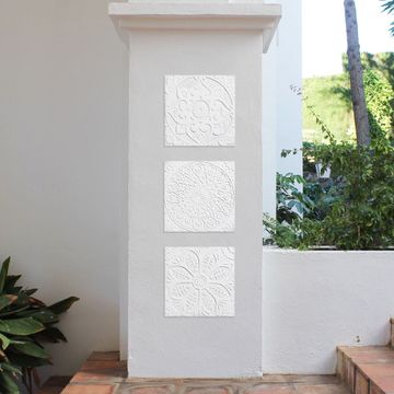 Handmade Tile white relief suzani #3 [30cm/11.8"] by G Vega - view 8
