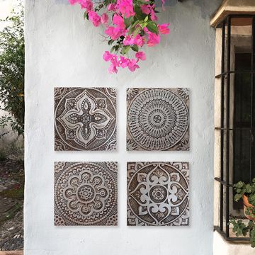 Handmade Tiles Set4 silver Suzani [30cm/11.8"] by G Vega - view 9