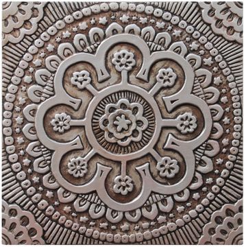 Handmade Tiles Set4 silver Suzani [30cm/11.8"] by G Vega - view 3