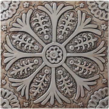Handmade Tiles Set4 silver Suzani [30cm/11.8"] by G Vega - view 6