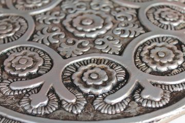 Handmade Tiles Set4 silver Suzani [30cm/11.8"] by G Vega - view 7
